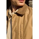 Erkek Kontrast Yakalı Mont Ceket Bej - Regular Fit - XL