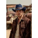 Erkek Kovboy Fötr Şapka Kovboy Şapkası Kovboy Şapka Western Vintage Bohem Içten Ayarlanabilir - Lacivert - Standart