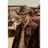 Erkek Kovboy Fötr Şapka Kovboy Şapkası Kovboy Şapka Western Vintage Bohem Içten Ayarlanabilir - Yeşil - Standart