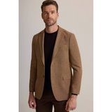 Erkek Koyu Bej Regular Fit Mono Yaka Kışlık Yünlü Ceket - 58 / 6