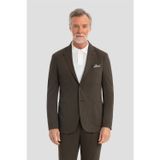 Erkek Koyu Haki Dar Kesim Slim Fit Modal Kumaş Mono Yaka Lastikli Bel Astarsız 6 Drop Takım Elbise