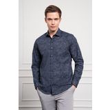 Erkek KOYU LACİVERT Trend Dynamic Fit İtalyan Yaka Gömlek