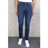 Erkek Koyu Mavi Regular Fit Boru Paça Esnek Likralı Denim Jeans Kot Pantolon HLTHE001977