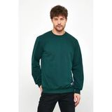 Erkek Koyu Yeşil Basic Bisiklet Yaka Sweatshirt
