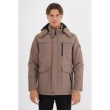 Erkek Krem %100 Su ve Rüzgar Geçirmez Kürklü Çıkartılabilir Kapüşonlu Mont&kaban - 2XL
