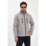 Erkek Krem Hakim Yaka Çok Cepli Su ve Rüzgar Itici Mevsimlik Mont&ceket - 2XL