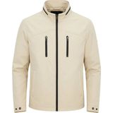 Erkek Krem Hakim Yaka Çok Cepli Su ve Rüzgar Itici Mevsimlik Mont&ceket - 2XL