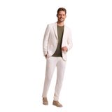 Erkek Krem Regular Fit Beli Lastikli Balık Sırtı Desenli Takım Elbise