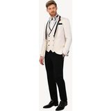 Erkek Krem Slim Fit Yelekli Şal Yaka Damatlık - 44 / 6