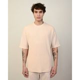 Erkek Krinkıl Oversize T-Shirt - Bej