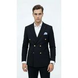 Erkek Kruvaze Blazer Ceket Slim Fit Premium Dokulu Şık Klasik Ceket