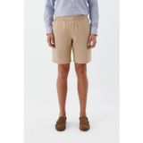 Erkek Kum Normal Kesim Regular Fit %100 Keten Lastikli Bel Bermuda Şort