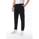 Erkek Kumaş Pantolon Jogger Kesim Slim Fit Likralı Siyah - Beli Lastikli & Rahat Kesim