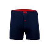 Erkek Lacivert %100 Pamuk Kemerli Düğmeli Boxer (M, Lacivert)