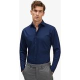 Erkek Lacivert %100 Pamuk Saten Non-Iron Ütü Istemeyen Casual Cepsiz Modern Fit Gömlek - 2XL