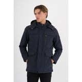 Erkek Lacivert %100 Su ve Rüzgar Geçirmez Kürklü Çıkartılabilir Kapüşonlu Mont&kaban - 2XL