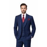Erkek Lacivert 3 Parça Takım Elbise, Slim Fit Resmi Düğün İş Takımı, Yelek Ceket ve Pantolon Dahil (60)