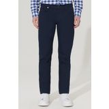 Erkek Lacivert 360 Derece Her Yöne Esneyen Slim Fit Dar Kesim Diyagonal Desenli Pantolon