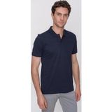 Erkek Lacivert Basic Düz %100 Pamuk Slim Fit Dar Kesim Kısa Kollu Polo Yaka Tişört