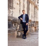 Erkek Lacivert Basic Düz Slim Fit Dar Kesim 6 Drop Takım Elbise