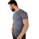 Erkek Lacivert Boyuna Çizgili T-Shirt