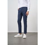 Erkek Lacivert Carbon Desenli Slim Fit Classic Pantolon