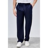 Erkek Lacivert Çift Pileli Rahat Kesim Beli Lastikli Bol Paça Baggy Pantolon ALBERT-1989 - XL