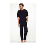 Erkek Lacivert Damat Çeyizlik 3lü Penye Pijama Takımı