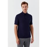 Erkek Lacivert Dar Kesim Slim Fit %100 Pamuk Düğmeli Polo Yaka Tişört