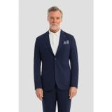 Erkek Lacivert Dar Kesim Slim Fit Modal Kumaş Mono Yaka Lastikli Bel Astarsız 6 Drop Takım Elbise