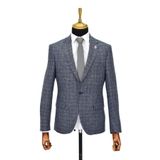 Erkek Lacivert Ekose Tek Spor Ceket Çift Yırtmaçlı BGL-ST03975 LACİVERT 48