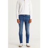 Erkek Lacivert Ekstra Slim Fit Dar Kesim Rıss Pamuklu Esnek Denim Jean Kot Pantolon