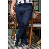 Erkek Lacivert Esnek Rahat Kumaş Beli Lastikli Bağcıklı Düz Paça Jogger Pantolon 25Epntjasr