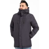 Erkek Lacivert Içi Polarlı Kürklü Su ve Rüzgar Geçirmez Kapüşonlu Kışlık Mont & Kaban & Parka