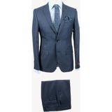 Erkek Lacivert Kareli Slim Fit Ekose Takım Elbise - 48 / 6 - 6 Drop