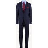 Erkek Lacivert Kareli Yünlü Slim Fit Takım Elbise - 4 Drop - 46 / 6