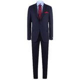 Erkek Lacivert Kareli Yünlü Slim Fit Takım Elbise