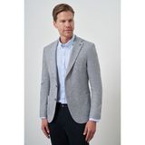Erkek Lacivert Keten Dokuma Slim Fit Mono Yaka Ceket - 6 Drop - 48