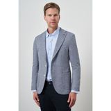 Erkek Lacivert Keten Dokuma Slim Fit Mono Yaka Ceket - 6 Drop - 52