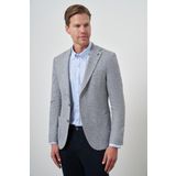 Erkek Lacivert Keten Dokuma Slim Fit Mono Yaka Ceket