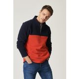 Erkek Lacivert-kırmızı Standart Fit Normal Kesim Günlük Rahat Çift Renkli Polar Spor Sweatshirt