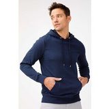ERKEK LACİVERT MODERNFIT / EKSTRA DAR KALIP KAPŞONLU FERMUARSIZ SWEATSHİRT