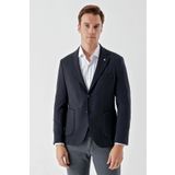 Erkek Lacivert Örme Slim Fit Torba Cep Mono Yaka Spor Ceket