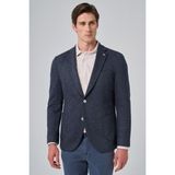 Erkek Lacivert Örme Trend Desenli Slim Fit Mono Yaka Ceket - 6 Drop - 56