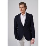 Erkek Lacivert Örme Trend Slim Fit Mono Yaka Ceket