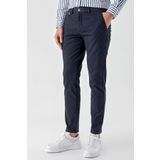 Erkek Lacivert Pamuk Yan Cep Slim Fit Chino Pantolon