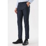 Erkek Lacivert Poliviskon Desenli Slim Fit Pantolon