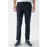 Erkek Lacivert Poliviskon Trend Çizgili Slim Fit Classic Pantolon