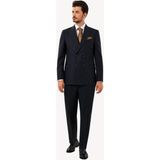 Erkek Lacivert Regular Fit Ekose Kruvaze Takım Elbise - 58 / 6 - 6 Drop