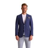 Erkek Lacivert Regular Fit Mono Yaka Keten Ceket